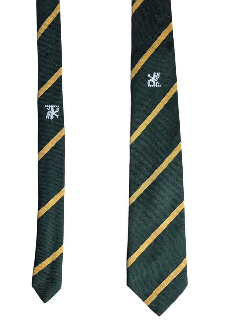 R Diagonal R Crest Silver Thread Griffin Regimental Stripe Woven Necktie Made in England ...