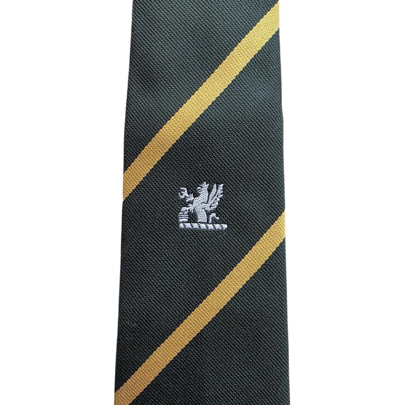 R Diagonal R Crest Silver Thread Griffin Regimental Stripe Woven Necktie Made in England ...