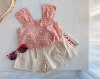 2PCS Baby Girl Summer Clothes, Toddler Girl Tank Top and Shorts, Little Girls Cute Summer Outfit