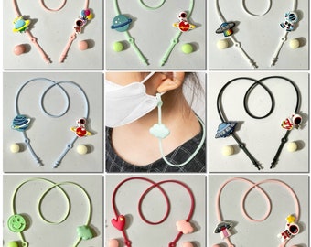 Jibbitz Charm Soft Silicone Mask Lanyard | Cute Jibbitz Mask strap | Kids Mask Holder | Gift for Kids