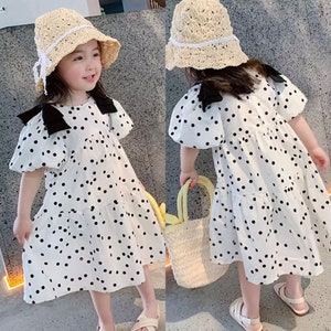 Vestido elegante de lunares para niña / 6-7 años, 7-8 años