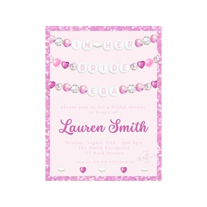 In her bride era wedding shower invitation 5x7 -- editable Canva template