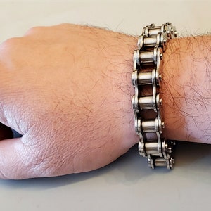 Ready to Ship, Motorcycle Chain Bracelet, Men's Jewelry, Father's Day, Biker, Stainless Steel Chain, Harley, For him, Groom, unique gift