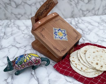 Wood Tortilla Press, Wooden Tortilla Press, Talavera TIle, Mexican Tortillas