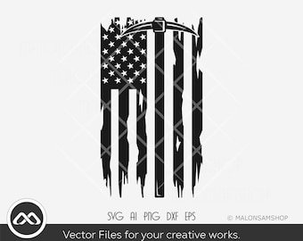 Mining SVG Us flag - Miner svg, pickaxe svg, png, silhouette, clipart, digital print, cut file