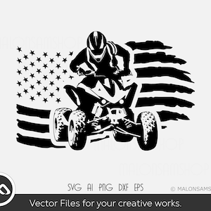 Cool ATV SVG American Flag - atv svg, quad svg, 4 wheeler svg, dxf, png
