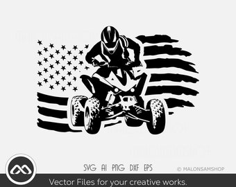 Cool ATV SVG American Flag - atv svg, quad svg, 4 wheeler svg, dxf, png