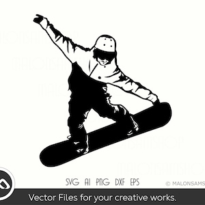 Snowboard SVG Silhouette - snowboarding svg, snowboard svg, snow goggles svg, mountain svg, dxf, png