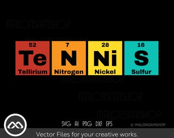 Tennis SVG Periodentisch - Tennis svg, Tennisball svg, Tennis Mama svg, Tennisschläger Svg, Liebe Tennis svg für Liebhaber