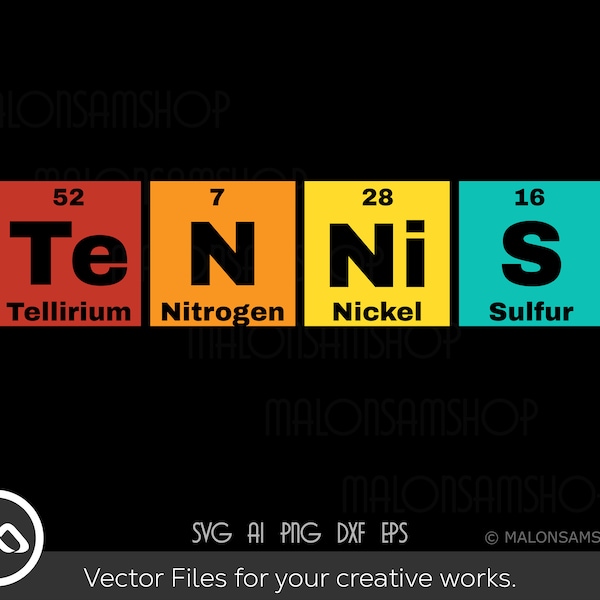 Tennis SVG Periodic table - tennis svg, tennis ball svg, tennis mom svg, tennis racket svg, love tennis svg for lovers