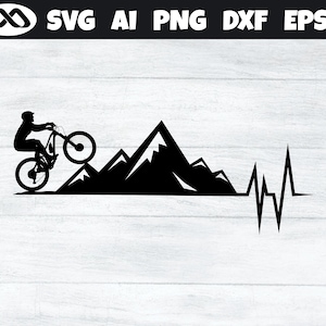 Mountain Bike SVG Mountain Heartbeat - MTB svg, bike svg, mountain svg, Png,dxf