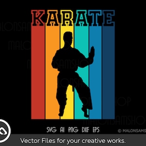 Retro Karate SVG Jongen - karate svg, krijgskunsten svg, taekwondo svg, karate clipart, karatesilhouet, dxf, png