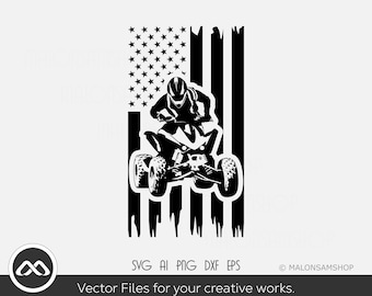 ATV SVG American Flag - atv svg, quad svg, 4 wheeler svg, dxf, png