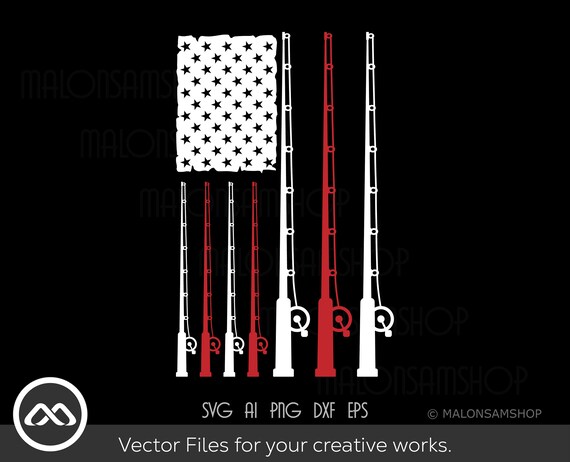 Fishing rod SVG American flag - fishing svg, fish svg, fisherman svg,  fishing png, dxf