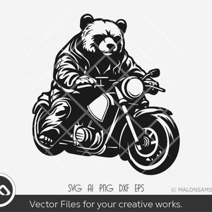 Bear Riding SVG bear on motorcycle - Bear svg, bear png, cut file, clipart, digital art, dxf eps