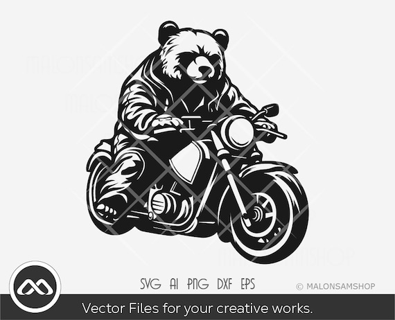 バイクに乗ったクマのSVG - クマのSVG、クマのPNG、カットファイル