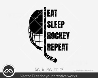 Hockey SVG file eat sleep hockey repeat - hockey svg, hockey helmet svg, hockey stick svg, ice hockey svg, sports svg, cut file, png