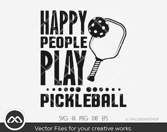 Pickleball SVG Happy people play pickleball - pickleball svg, pickleball player svg, sport svg, png cut file