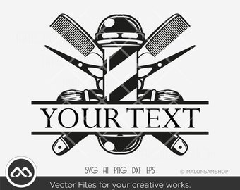 Barber SVG Personalizar texto - barber svg, barber clipart, hair stylist svg, barber png, svg files for cricut, dxf eps