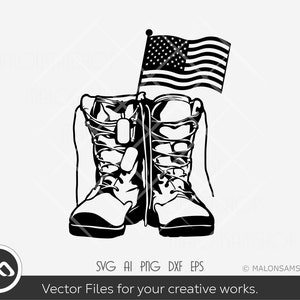 Combat boots SVG Us flag - military svg, us veteran svg, soldier svg, boots svg, cut file, png dxf, clipart