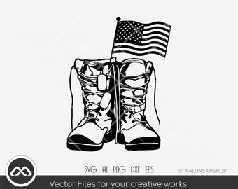 Combat boots SVG Us flag - military svg, us veteran svg, soldier svg, boots svg, cut file, png dxf, clipart