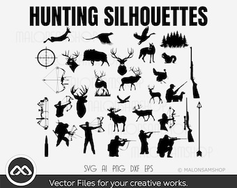 Hunting SVG Silhouette Bundle - hunting svg, deer hunting svg, duck hunting svg, hunting cut file for lovers
