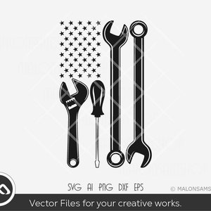Mechanic SVG US flag - wrench svg, screw svg, mechanic logo, digital download, svg cut file
