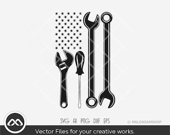 Mechanic SVG US flag - wrench svg, screw svg, mechanic logo, digital download, svg cut file