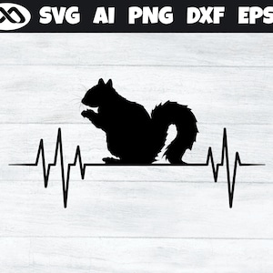 Squirrel SVG Heartbeat - squirrel svg, squirrel clipart, squirrel vector, squirrel cut file, animal svg, squirrel hunting svg