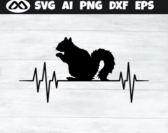 Squirrel SVG Heartbeat - squirrel svg, squirrel clipart, squirrel vector, squirrel cut file, animal svg, squirrel hunting svg