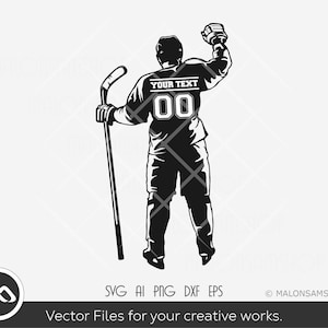 Hockey Player SVG, Customize Name and Number - hockey svg, Cricut cutfile, Vinyl cutting, sports svg, cut file, png, T-shirt file