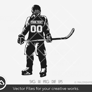 Hockey Player SVG, Customize Name and Number - hockey svg, Cricut cutfile, Vinyl cutting, sports svg, cut file, png, T-shirt file