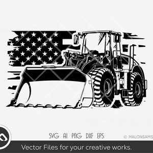 Backhoe SVG Us Flagge - Bagger svg, Bagger svg, schweres Equipment svg, Silhouette, png, Clipart