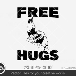Wrestling SVG Free hugs - wrestling svg, wrestler svg, wrestle svg, silhouette, png, cut file, clipart