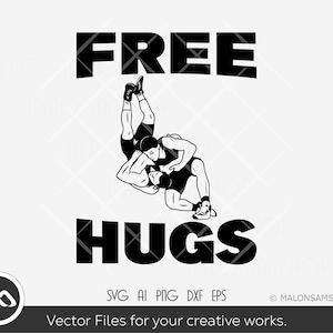 Wrestling SVG Free hugs - wrestling svg, wrestler svg, wrestle svg, silhouette, png, cut file, clipart