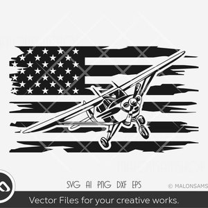 Small Plane SVG Us flag - Airplane svg, airplane pilot svg, airplane clipart, airplane png, dxf, eps