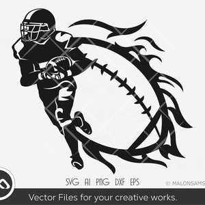 Football SVG Player on fire - football svg, football mom svg, american football, sports svg, cut file, cricut file