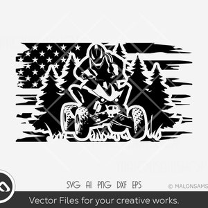 Atv SVG distressed US flag  - atv svg, quad svg, 4 wheeler svg, off road svg, png, silhouette for lovers