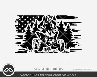 Atv SVG distressed Amerikaanse vlag - atv svg, quad svg, 4 wheeler svg, off road svg, png, silhouet voor liefhebbers