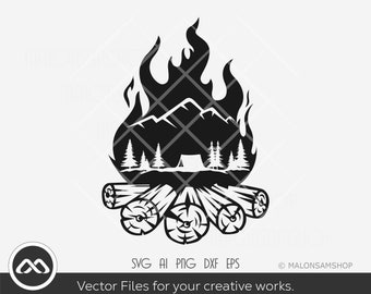 Camping SVG Campfire - camping svg, camper svg, adventure svg for camp fire lovers