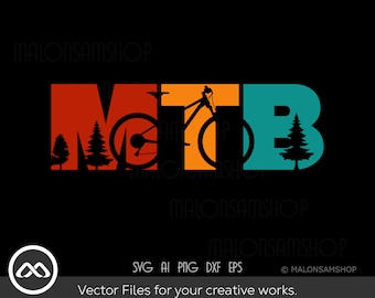 Retro Mountain Bike SVG MTB - mountain bike svg, bike svg, mountain biking svg, mountain svg, Cricut File