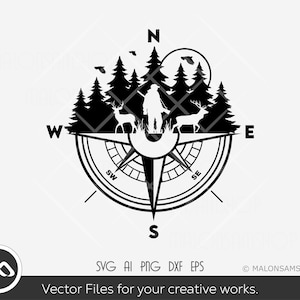 Arquivo SVG Deer Hunter, caça svg, caça svg, bússola svg, camisa de caça ao ar livre svg, silhueta, png, arquivo cortado