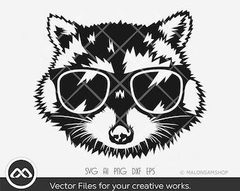Racoon SVG racoon with sunglasses - racoon svg, animal svg, cut file, clipart, png for lovers