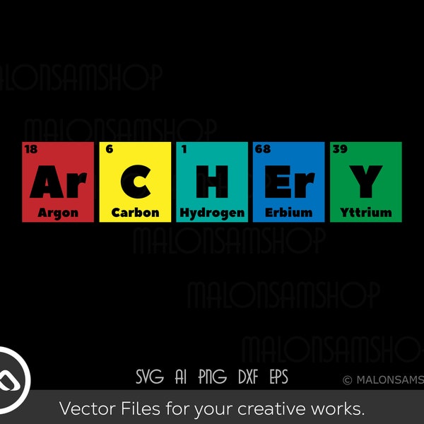 Archery SVG Periodic table -  Archery svg, bow and arrow svg, hunting svg, arrow svg, archery clipart, target svg, archery dad svg for lover
