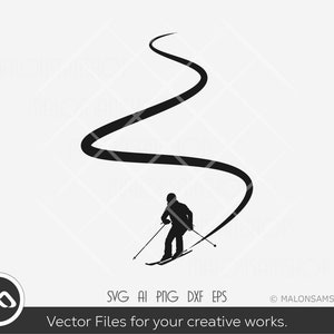 Ski SVG Skispuren - Ski svg, Skifahrer svg, Ski svg, Winter svg, dxf, png für Verliebte