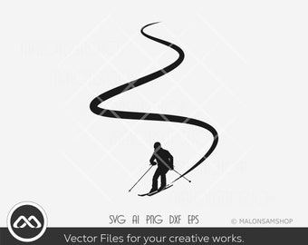 Ski SVG Ski tracks - ski svg, skiers svg, skiing svg, winter svg, dxf, png for lovers