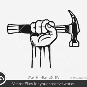 Carpenter SVG Fist with Hammer - carpenter svg, builder svg, handyman svg, woodworking svg, carpentry svg, cut file