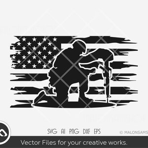 Us Military SVG Soldier Kneeling - military svg, us veteran svg, soldier svg, army svg, cut file, png dxf, clipart