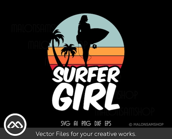 Surfing SVG Surfer Girl - surfing svg, surf svg, summer svg, beach svg, surfing clipart, dxf