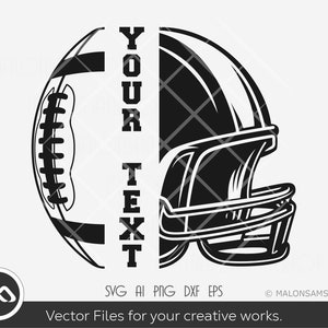 Custom Football SVG, Editable Football Helmet Clipart, Personalized Sports Design, Game Day Shirt PNG, Cricut Cut File, Football Monogram